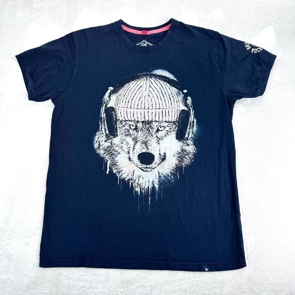 JOE BROWNS‎ T-Shirt Mens Large Black BROWNS ROCK BAND Wolf Music Graphic Tee